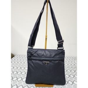 Authentic PRADA Tessuto Nylon Messenger Bag Navy Blue